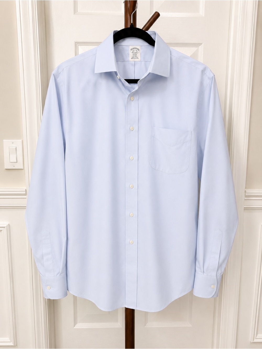 Brooks Brothers Regent Non-Iron Cotton Solid Blue Dress Shirt 16.5-35
